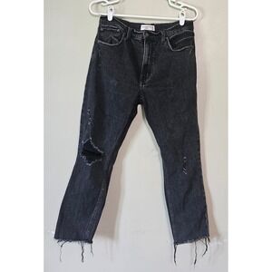 Abercrombie‎ & Fitch The Skinny High Rise Distressed Black Jeans Womens 28 6R